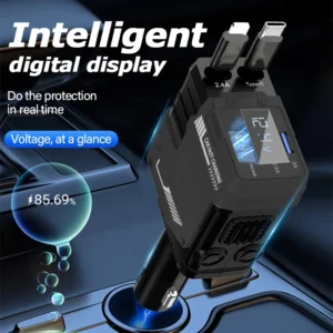 The new 120w4-in-1 retractable car fast charger