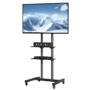 Adjustable TV Stand w/ Wheels Double Tray