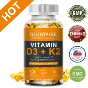 GLOWPURE D3 K2 Vitamins Capsule for Cardiovascular, Immune System Daily Health Supplement
